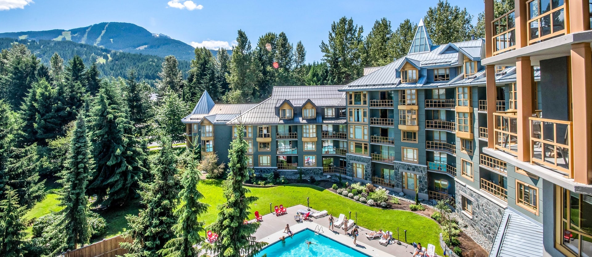 Whistler Village condo building with mountain views